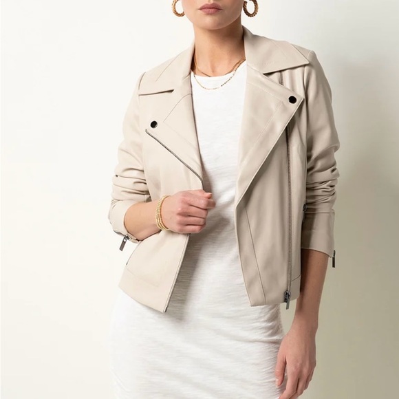 Tart Collection Milla Women's Cream Faux Leather Moto Jacket, XS